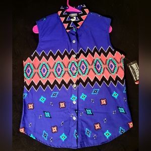 NWT Vintage Roughrider By Circle T Womens Large Southwestern Sleeveless Shirt